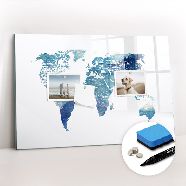 Magnetic writing board World map