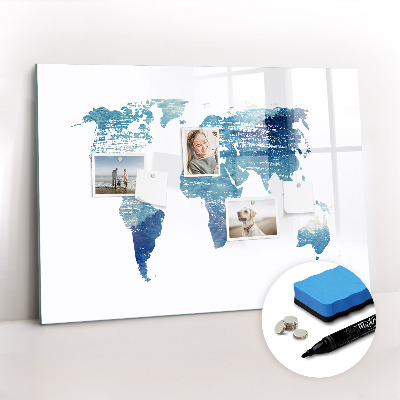 Magnetic board with marker World map