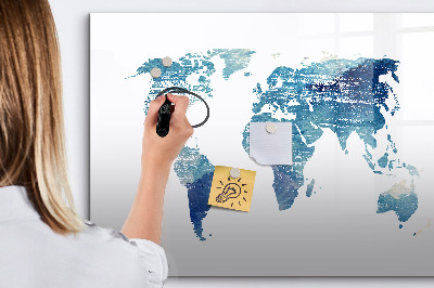 Magnetic board with marker World map