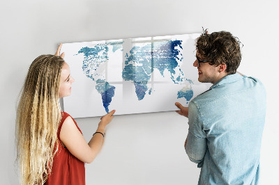 Magnetic writing board World map