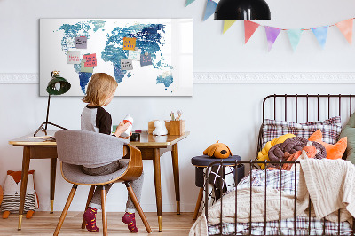 Magnetic board with marker World map