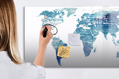 Magnetic board with marker World map