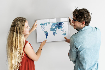 Magnetic board with marker World map