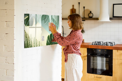 Magnetic board for drawing Monstera leaves