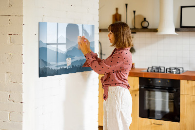 Magnetic board for writing Mountain landscape