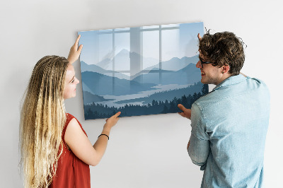 Magnetic board for writing Mountain landscape