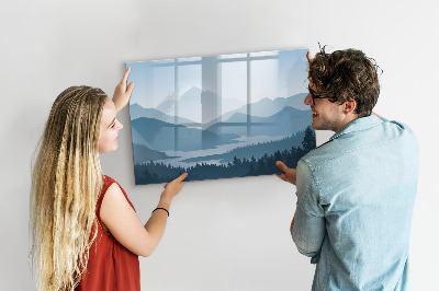 Magnetic erase board Mountain landscape