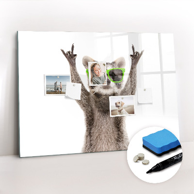 Magnetic board for drawing Raccoon with glasses