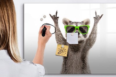 Magnetic board for drawing Raccoon with glasses