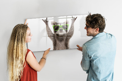 Magnetic board for drawing Raccoon with glasses