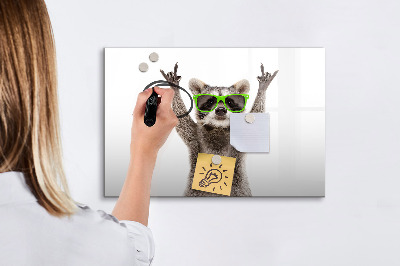 Magnetic board for drawing Raccoon with glasses