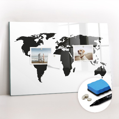 Magnetic board for drawing Black map of the world