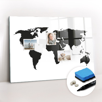 Magnetic board for drawing Black map of the world