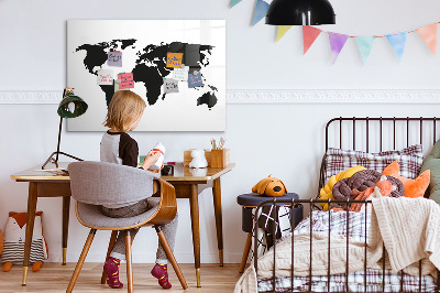 Magnetic board for drawing Black world map