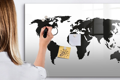 Magnetic board for drawing Black world map