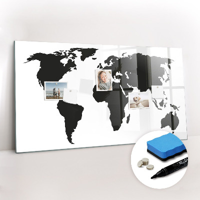 Magnetic board for drawing Black map of the world