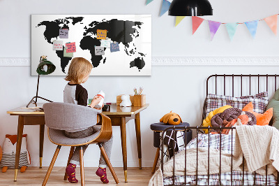 Magnetic board for drawing Black map of the world