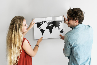 Magnetic board for drawing Black world map