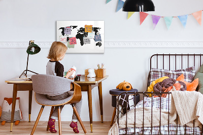 Magnetic board for drawing Black map of the world