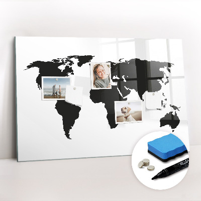 Magnetic board for drawing Black map of the world