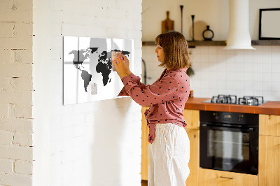 Magnetic board for drawing Black world map