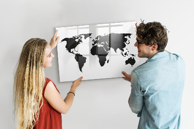 Magnetic writing board Black world map