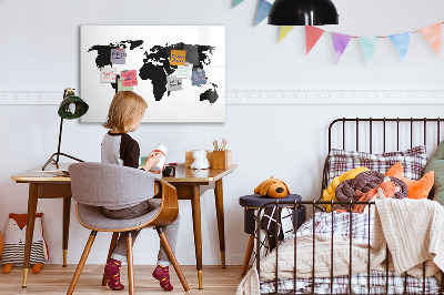 Magnetic board for drawing Black world map