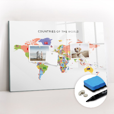 Magnetic board for writing Flag Map
