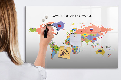 Magnetic board for writing Map of flags