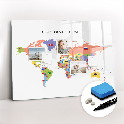 Magnetic board for writing Flag Map