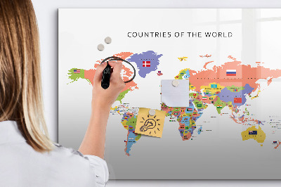 Magnetic board for writing Map of flags