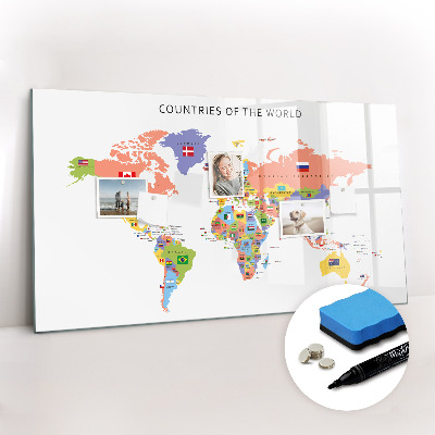 Magnetic board for writing Map of flags