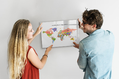 Magnetic board for writing Map of flags