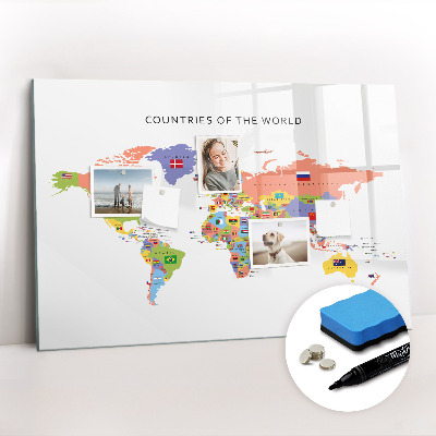 Magnetic board for writing Map of flags