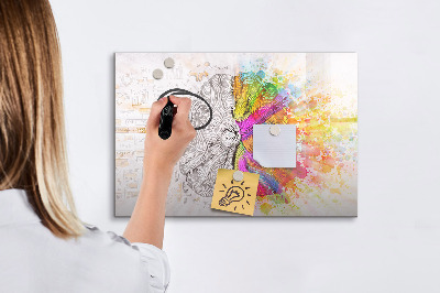 Magnetic board with marker Abstract brain