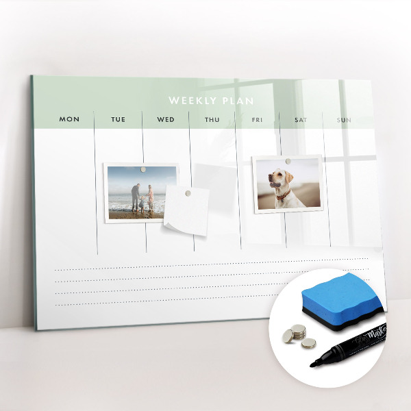 Magnetic writing board Weekly planner