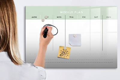 Magnetic writing board Weekly planner
