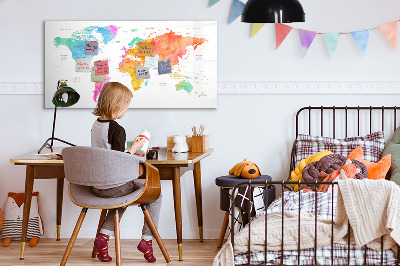 Magnetic board for drawing Watercolor map of the world