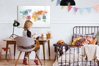 Magnetic board for drawing Watercolor map of the world