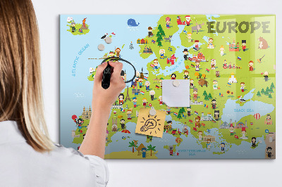 Magnetic erase board World map with flags