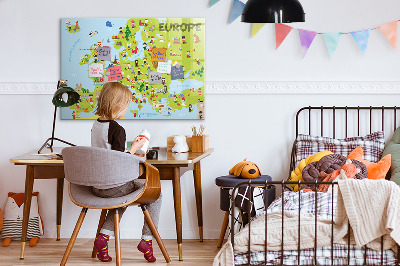 Magnetic erase board World map with flags