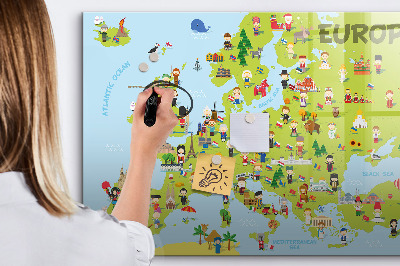 Magnetic erase board World map with flags