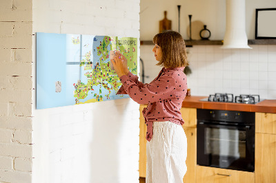 Magnetic erase board World map with flags