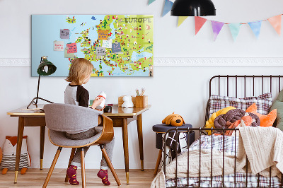 Magnetic erase board World map with flags