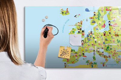 Magnetic erase board World map with flags