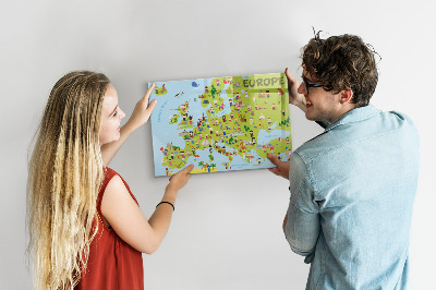 Magnetic erase board World map with flags