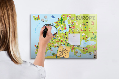 Magnetic erase board World map with flags