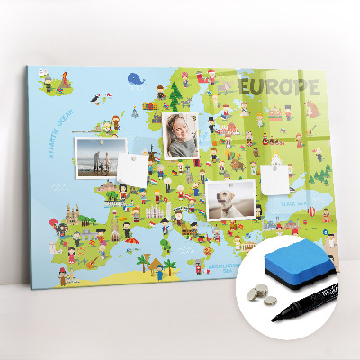 Magnetic erase board World map with flags