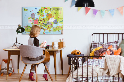 Magnetic board with marker World map with flags