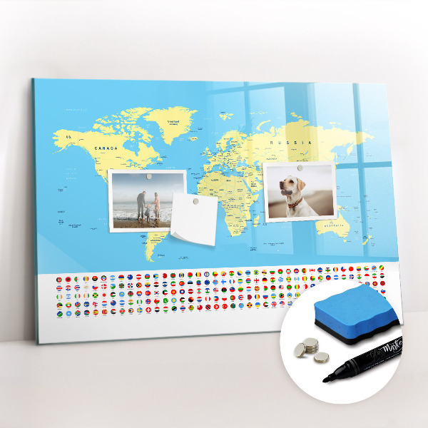 Magnetic board for drawing Classic map of the world